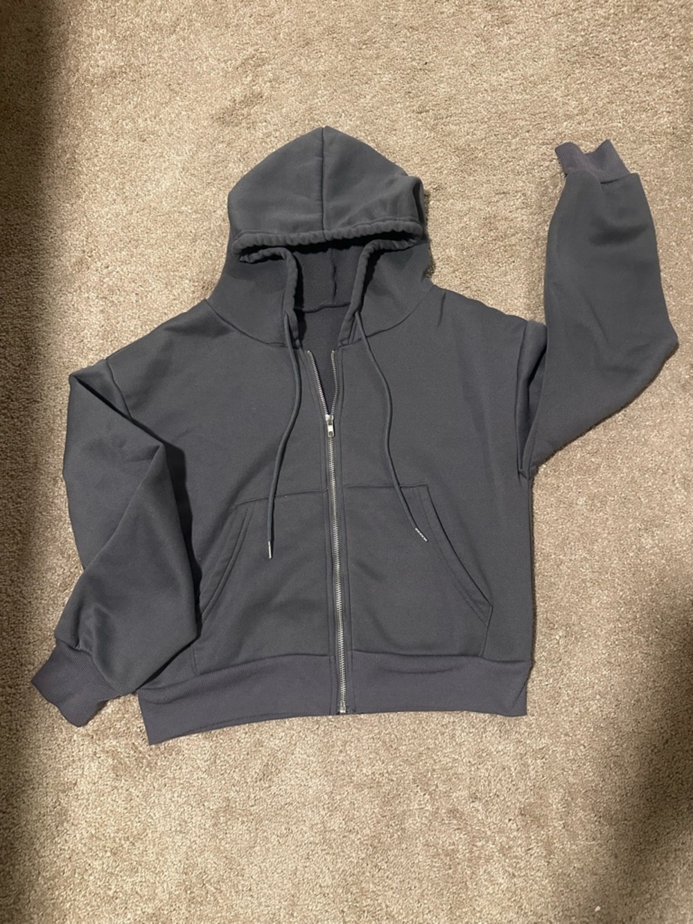 Cropped full zip hoodie gray small